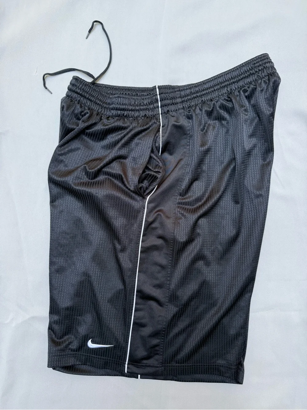 VNTG Nike Men's Black Basketball Shorts with White Piping